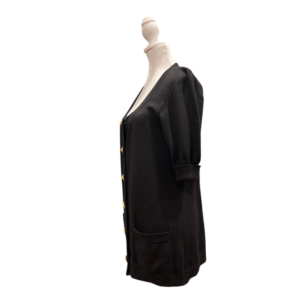 LANGE 36 Navy Wool Cashmere Cardigan Dress Gold Buttons Old Money Minimalist - Picture 4 of 10